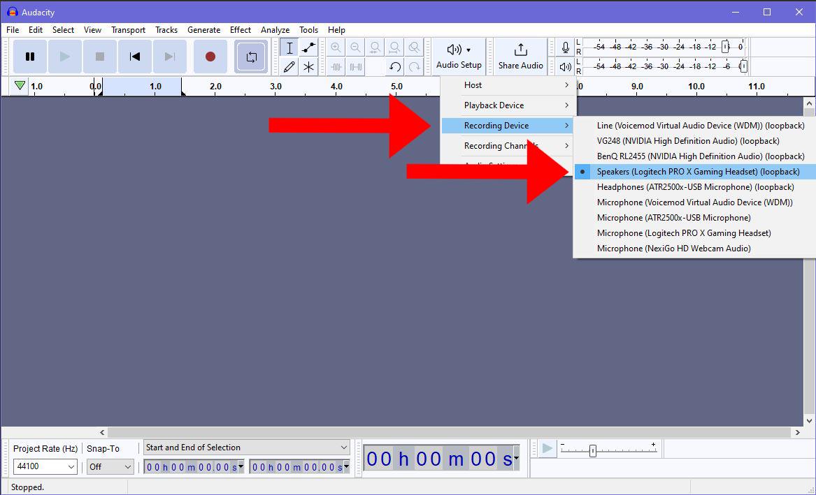 change the recording device to your primary output device