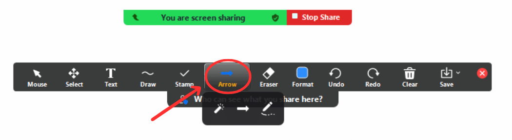 click arrow icon to replace mouse pointer with arrow