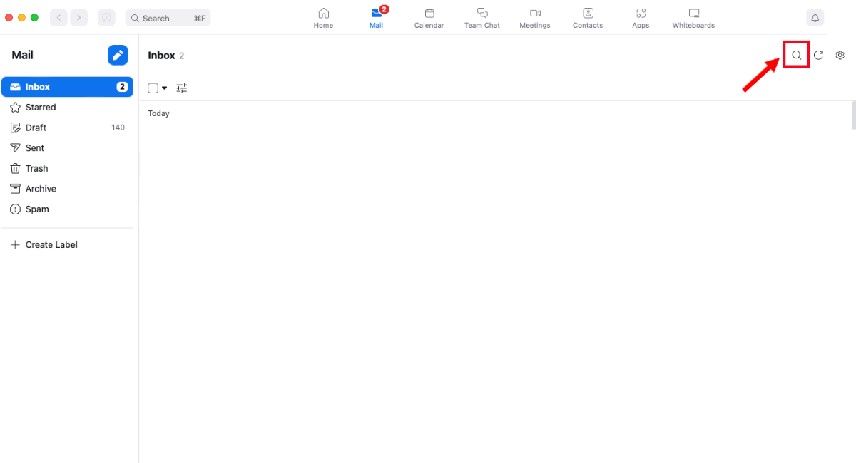 click search in your zoom mail