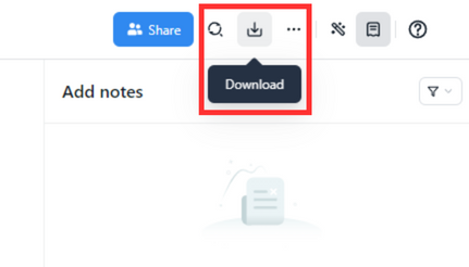 Click the download icon to export your transcript