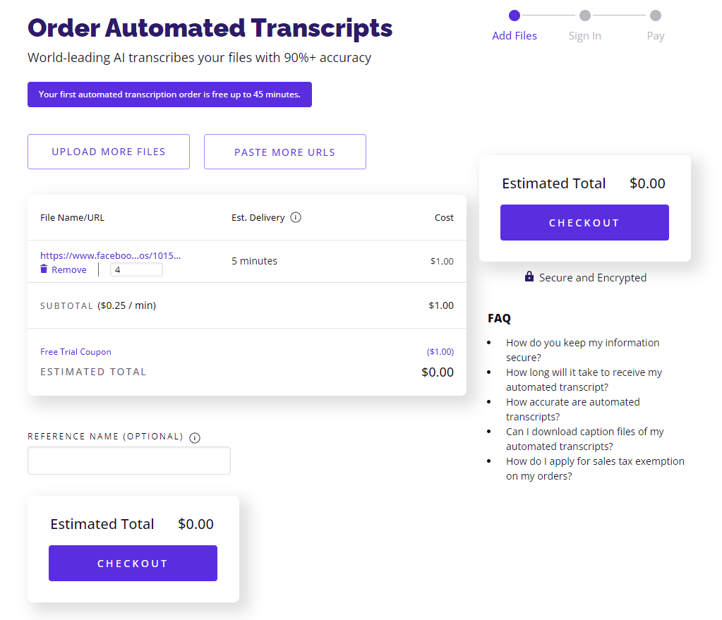 Confirm your Rev transcription order