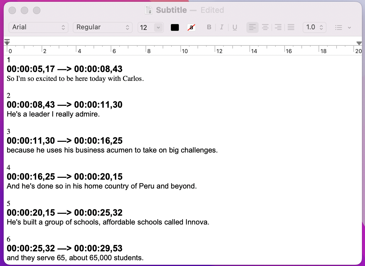 convert the speech to subtitle tex