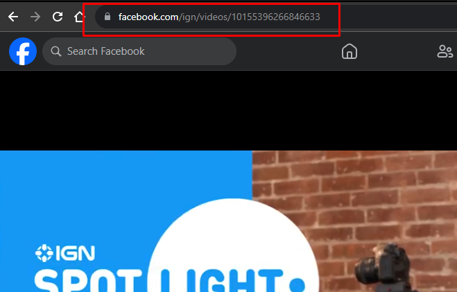 Copy the Facebook video URL from the address bar