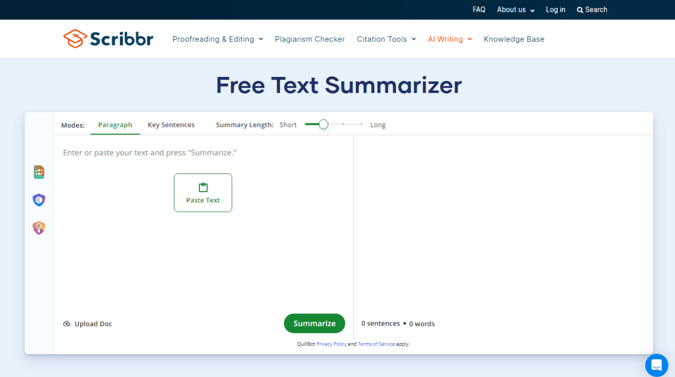 Scribbr for summarizing academic documents