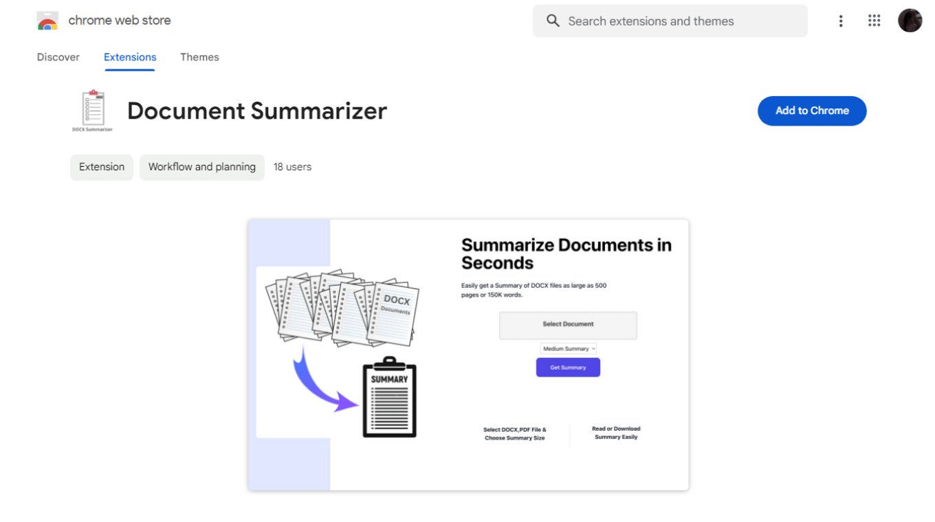 Document Summarizer to summarize large DOCX files