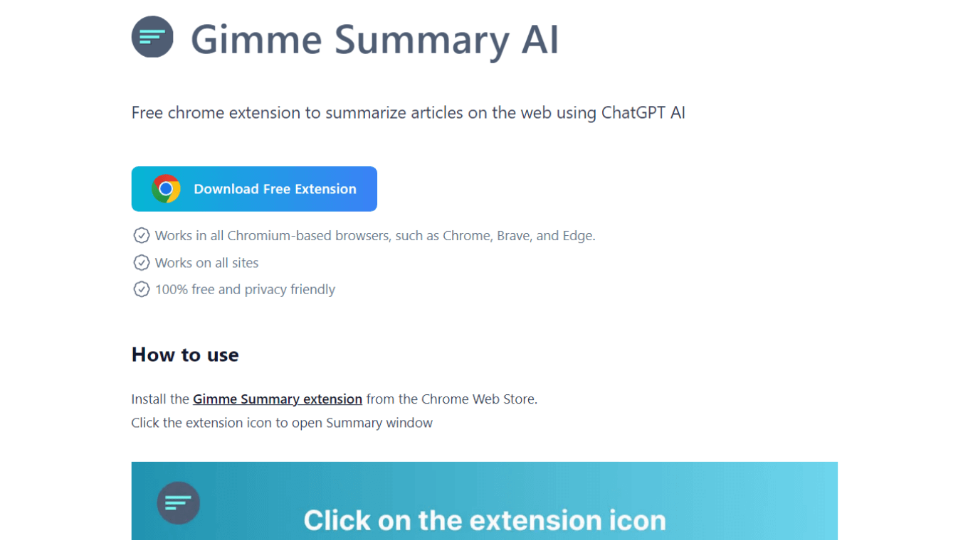 Gimme AI Summary free browser extensions