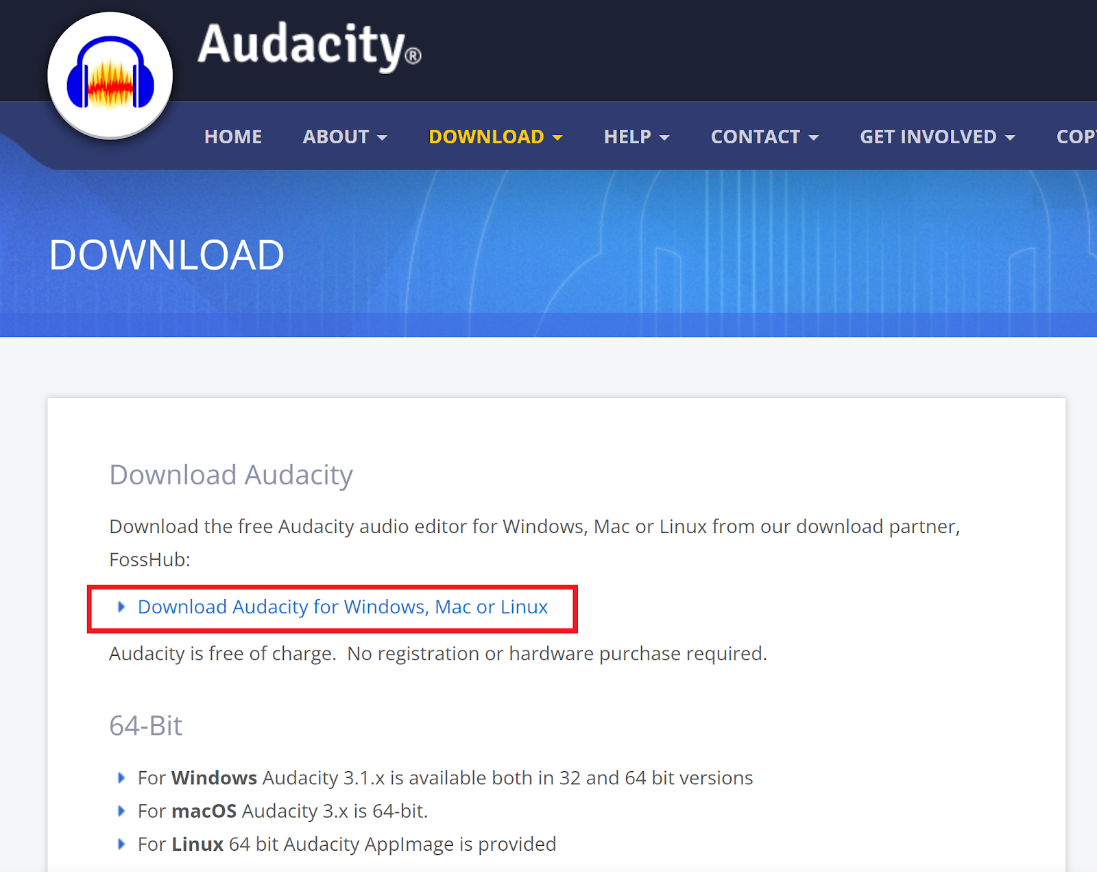 download Audacity