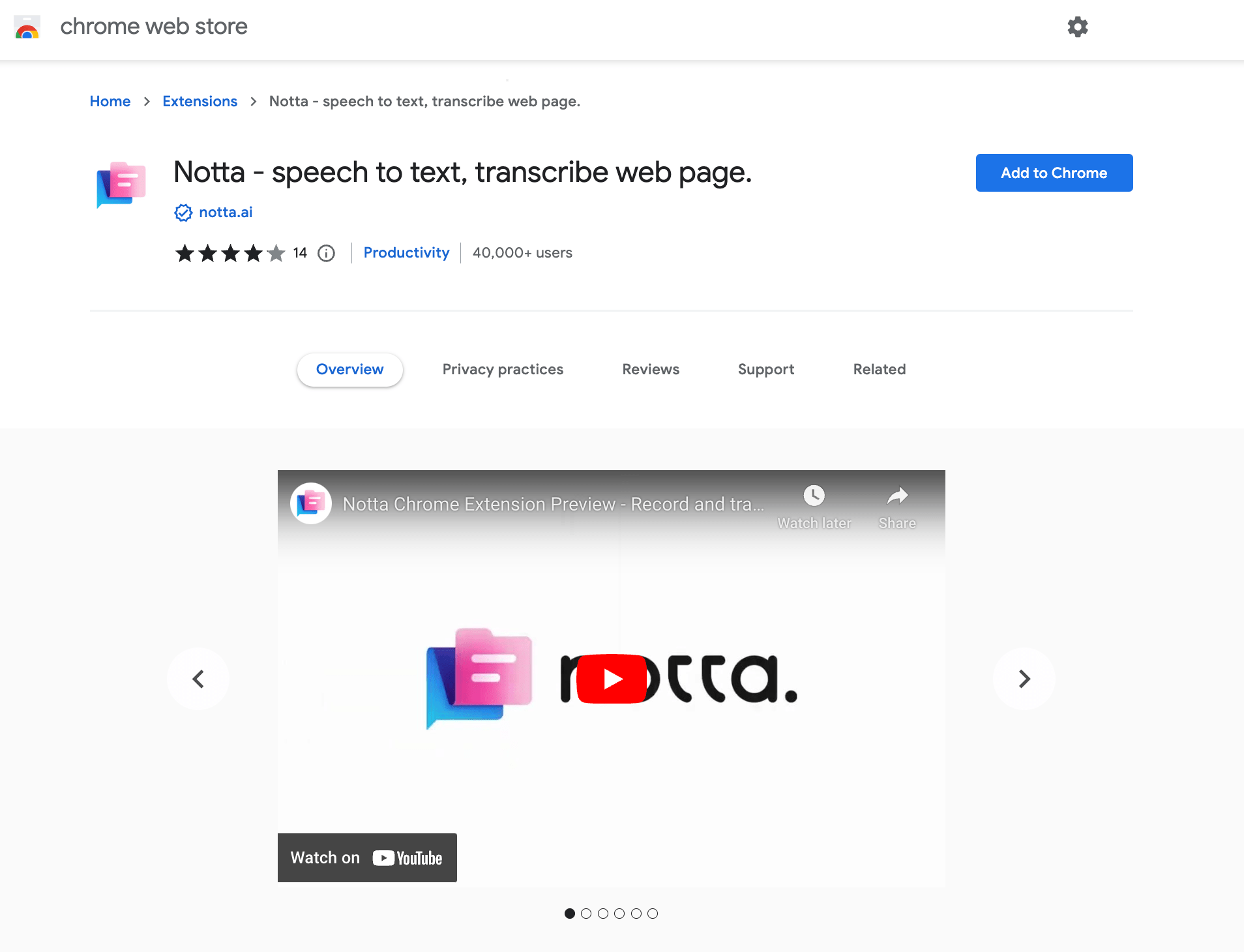 Download the Notta Chrome extension