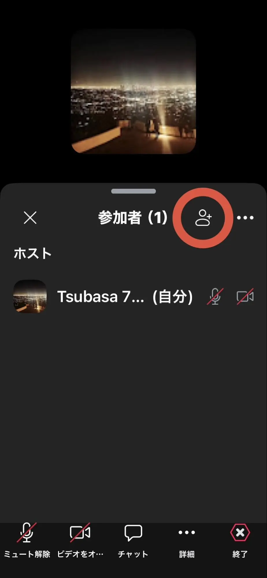 publish-url-zoom-meeting3 「追加アイコン」をタップ