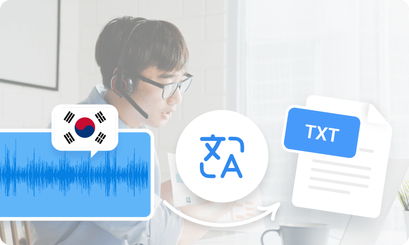 Transcrever coreano áudio para texto