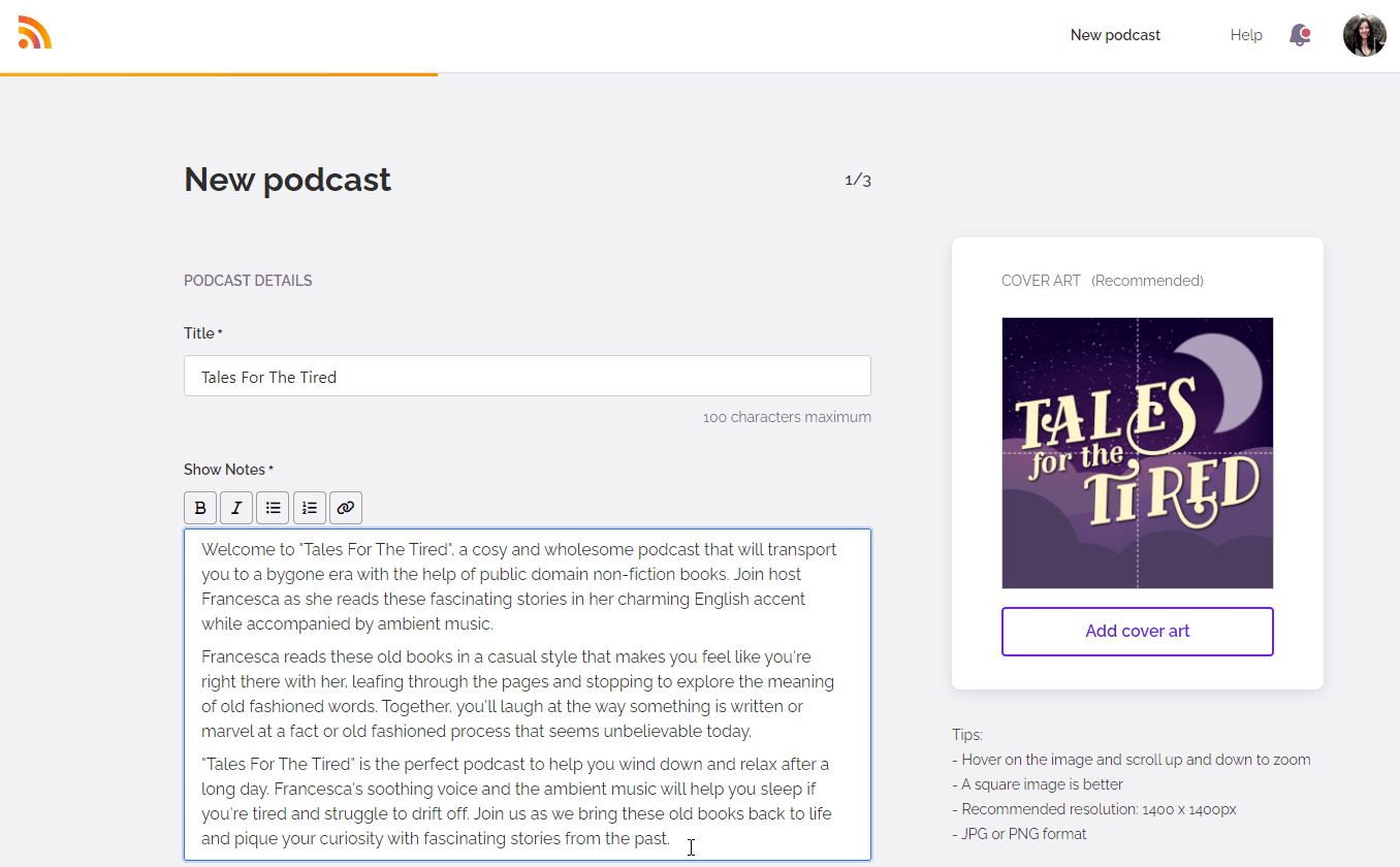 enter your podcast details