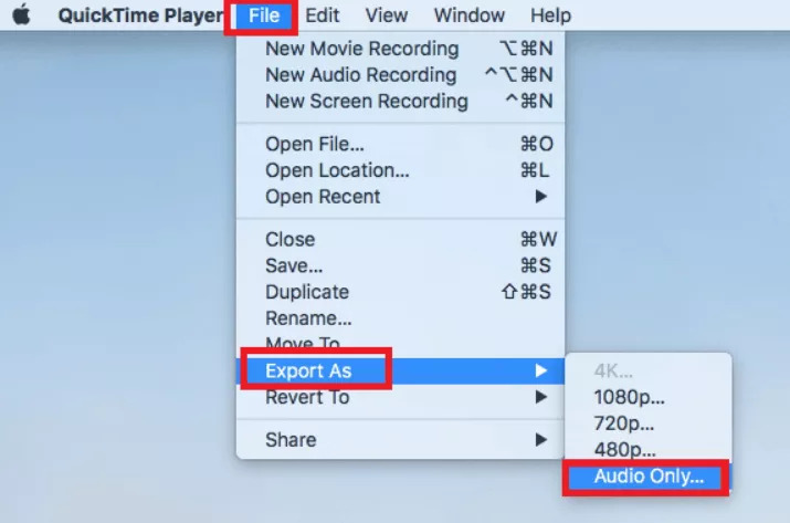 extract audio from mp4 with quicktime