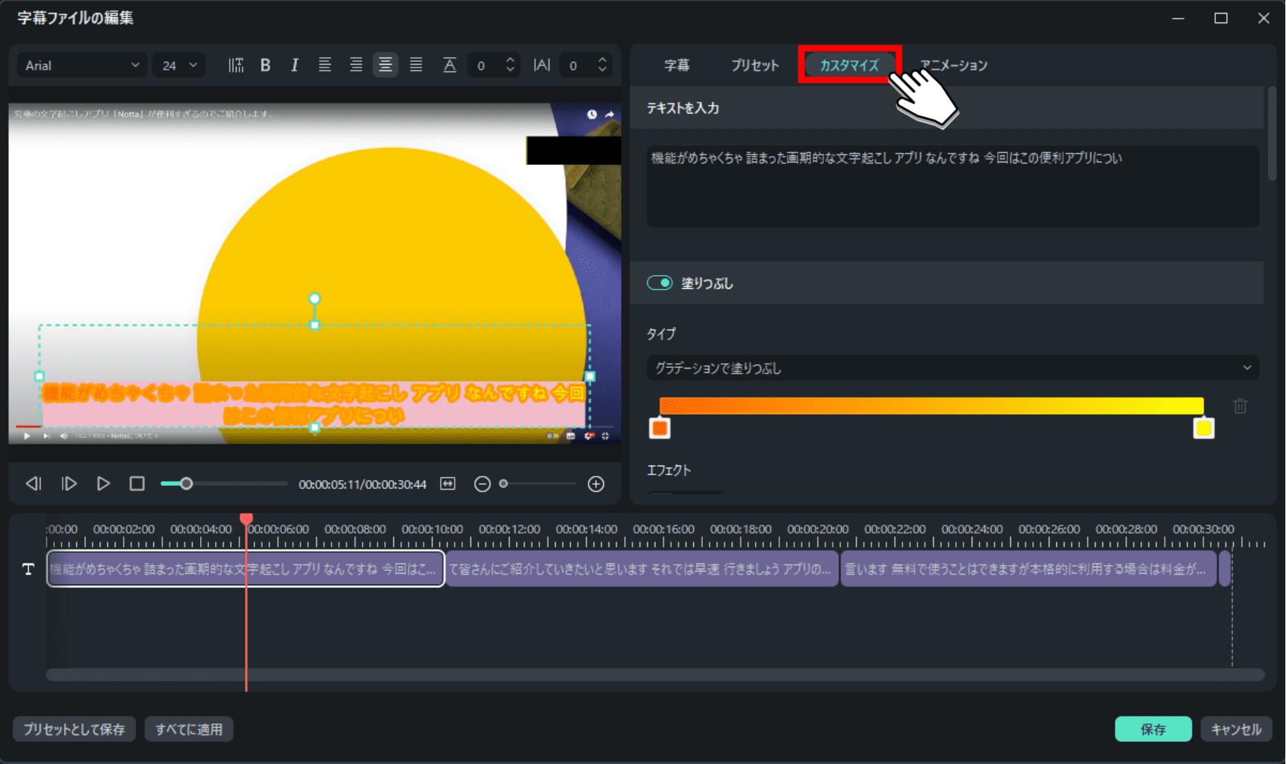 字幕をカスタマイズする