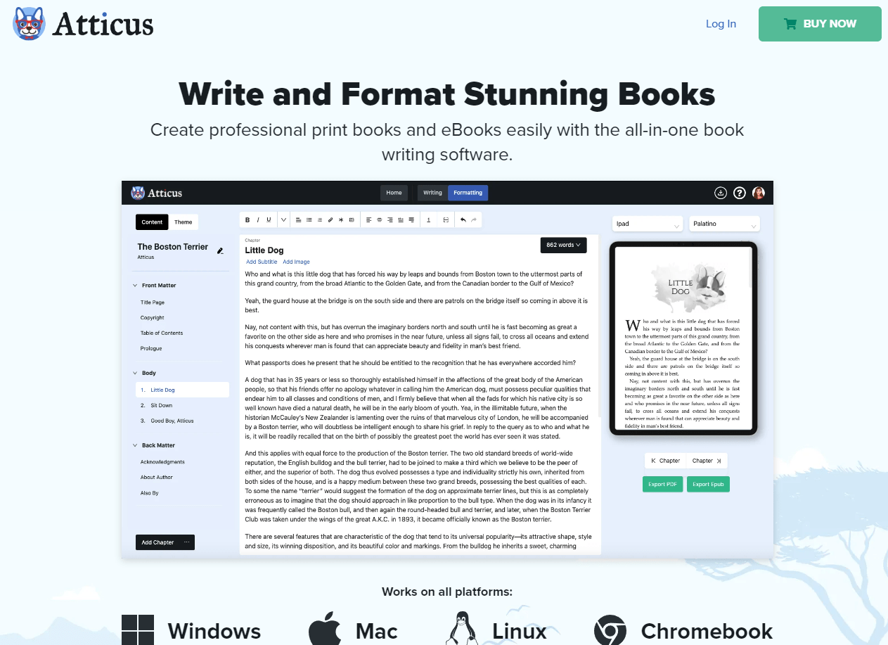 Format beautiful ebooks and print books with Atticus