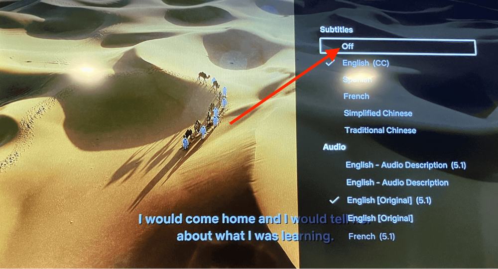 from this Subtitles menu choose the option that says Off