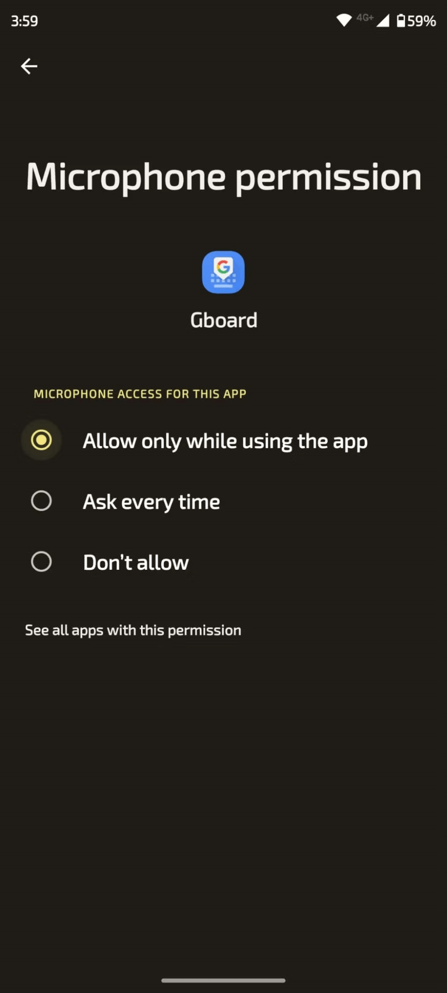 gboard microphone permission on