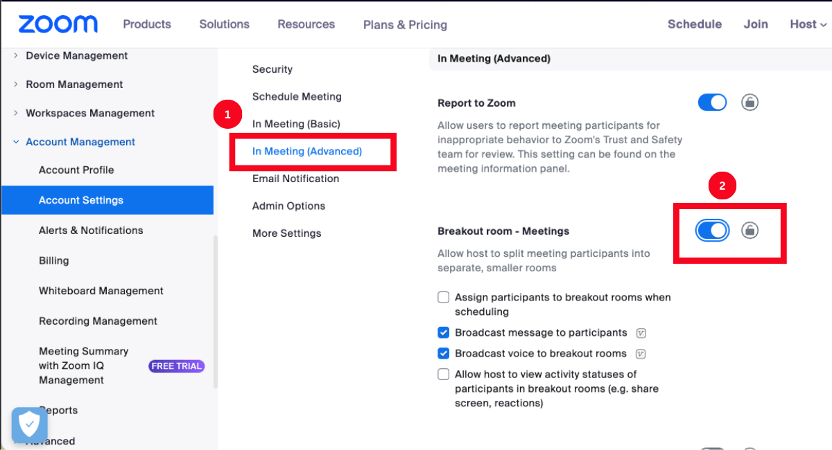 go to meeting tab and click in meeting advanced