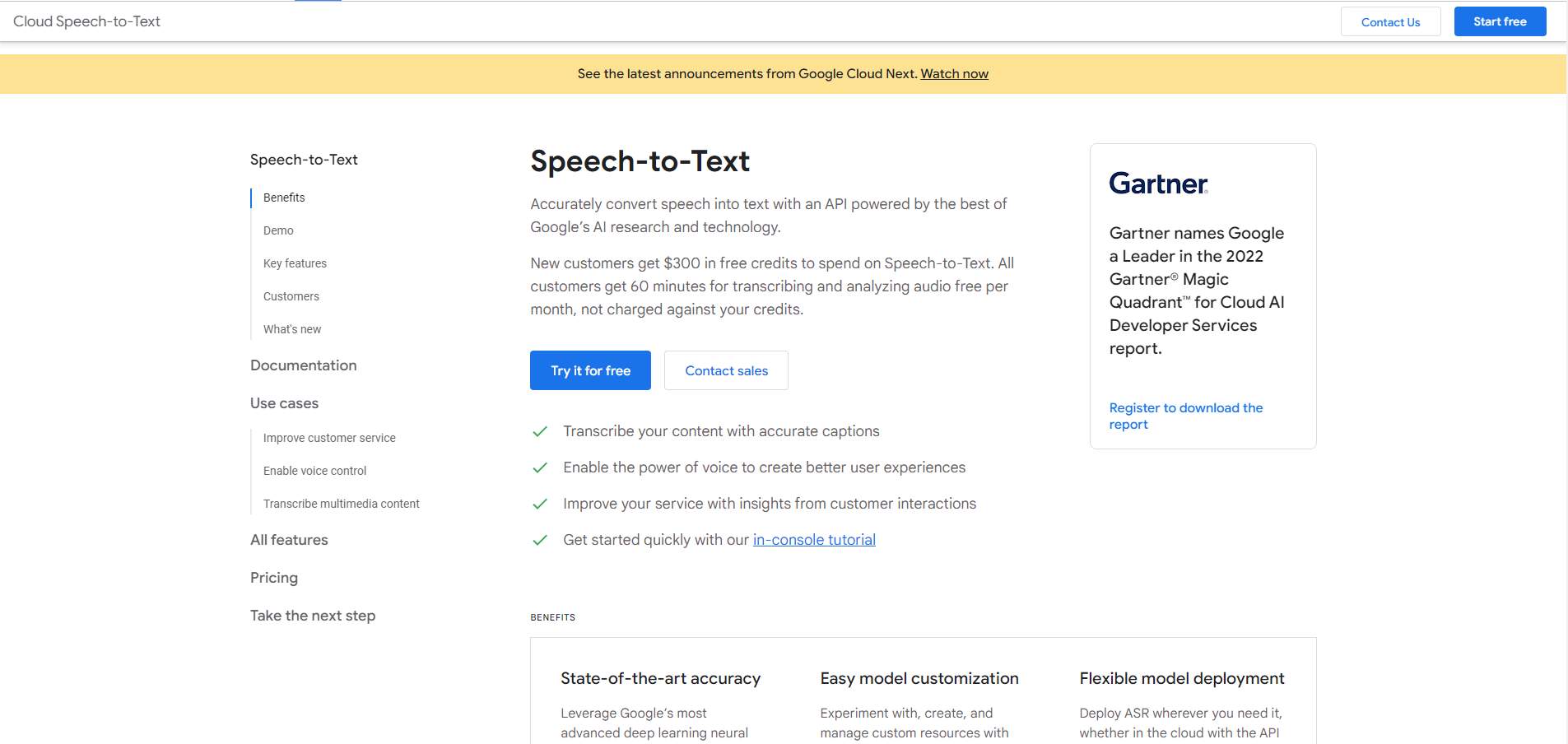 Google Cloud speech to text