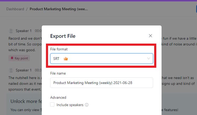 Export your transcript