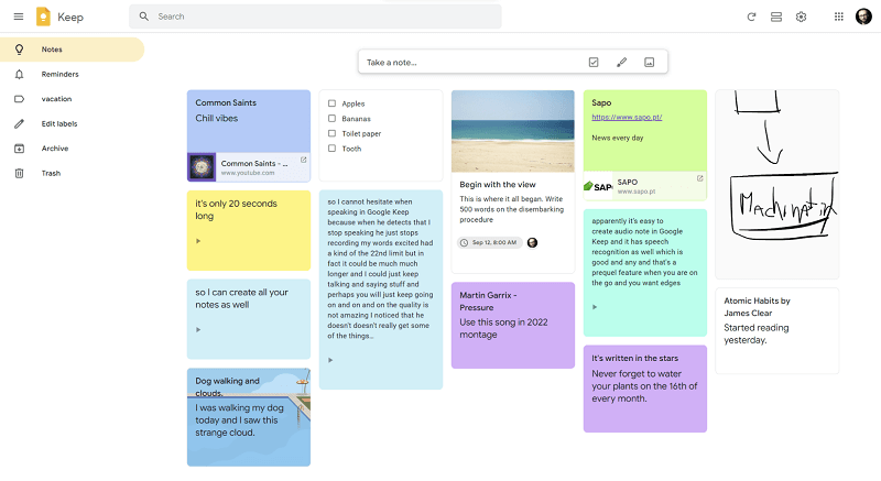 uživatelská-rozhraní-google-keep