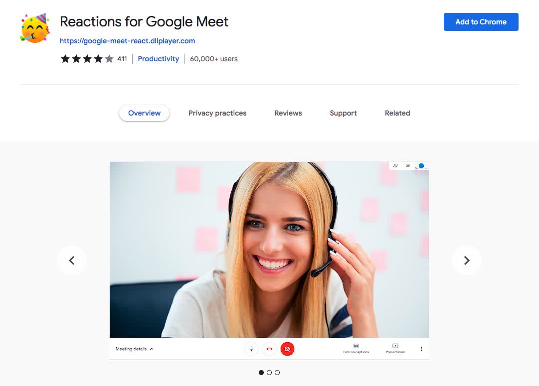 Reactions for Google Meet