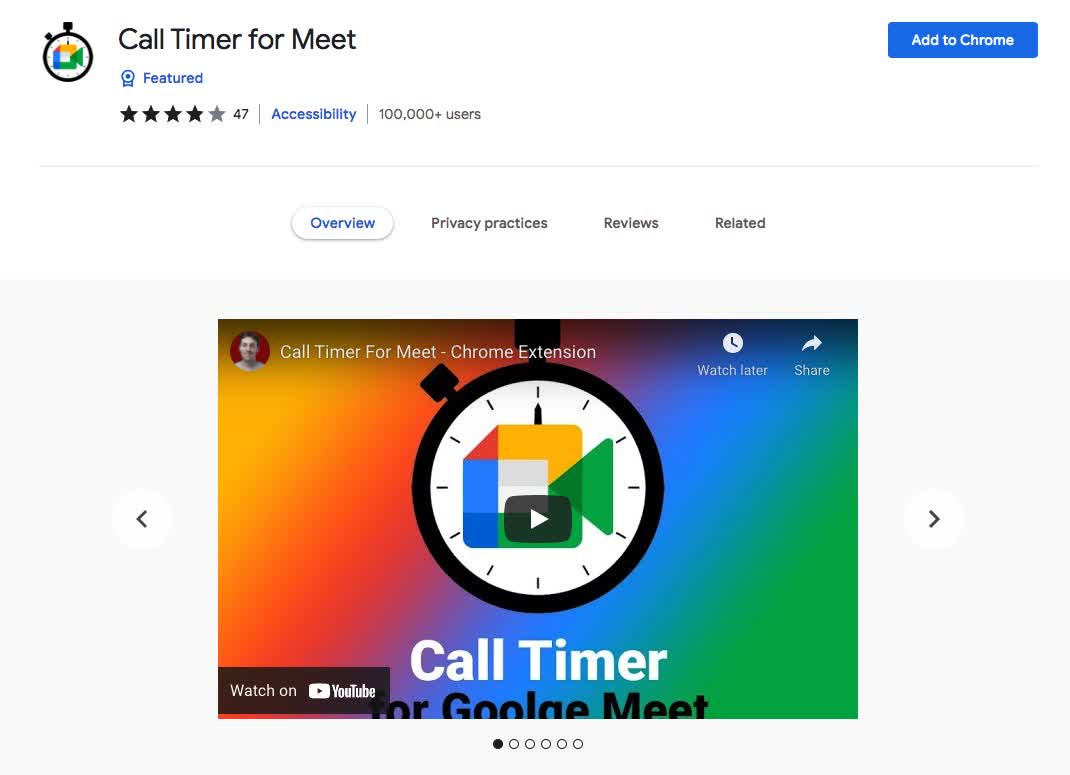 Call Timer for Meet