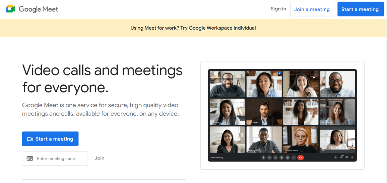 Google Meet video conferencing tool