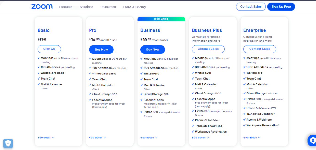 Zoom pricing and plans