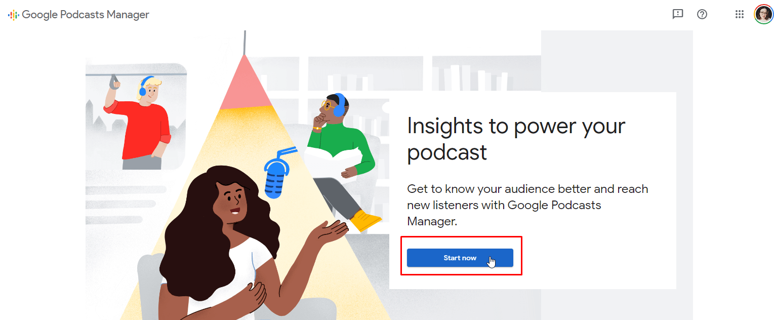 Google podcast manager homepag