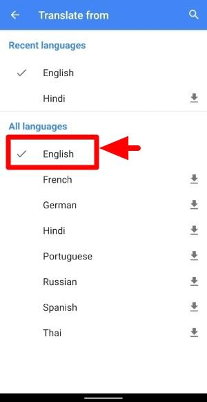 select the source language