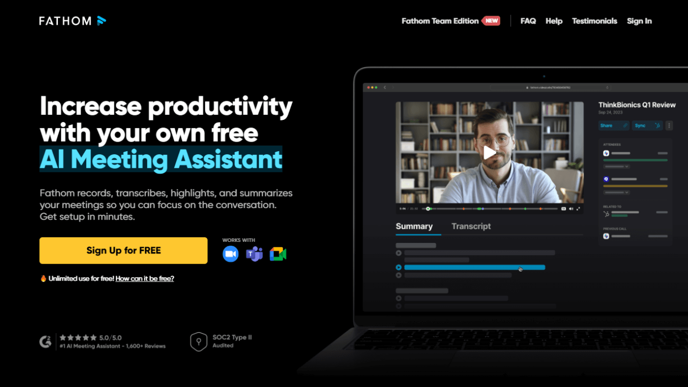 Fathom free AI meeting assistant