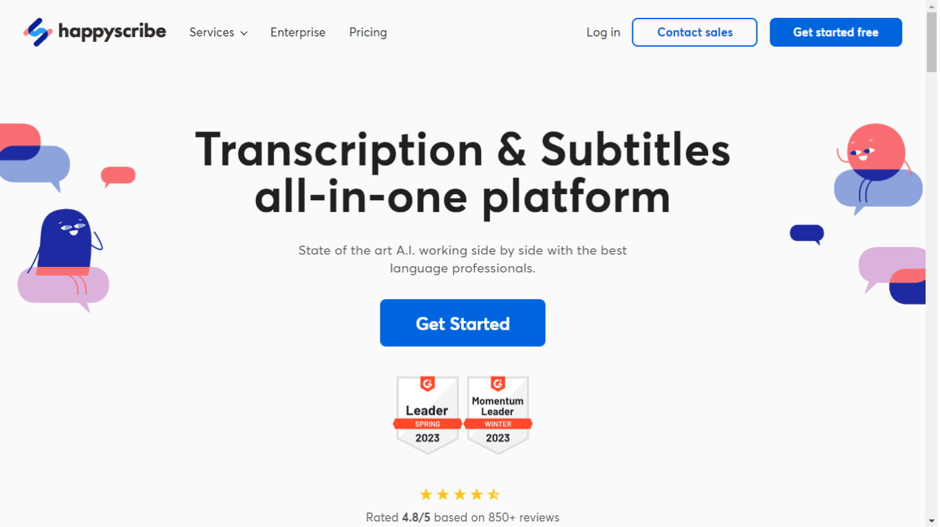 Happy Scribe transcription and subtitling app