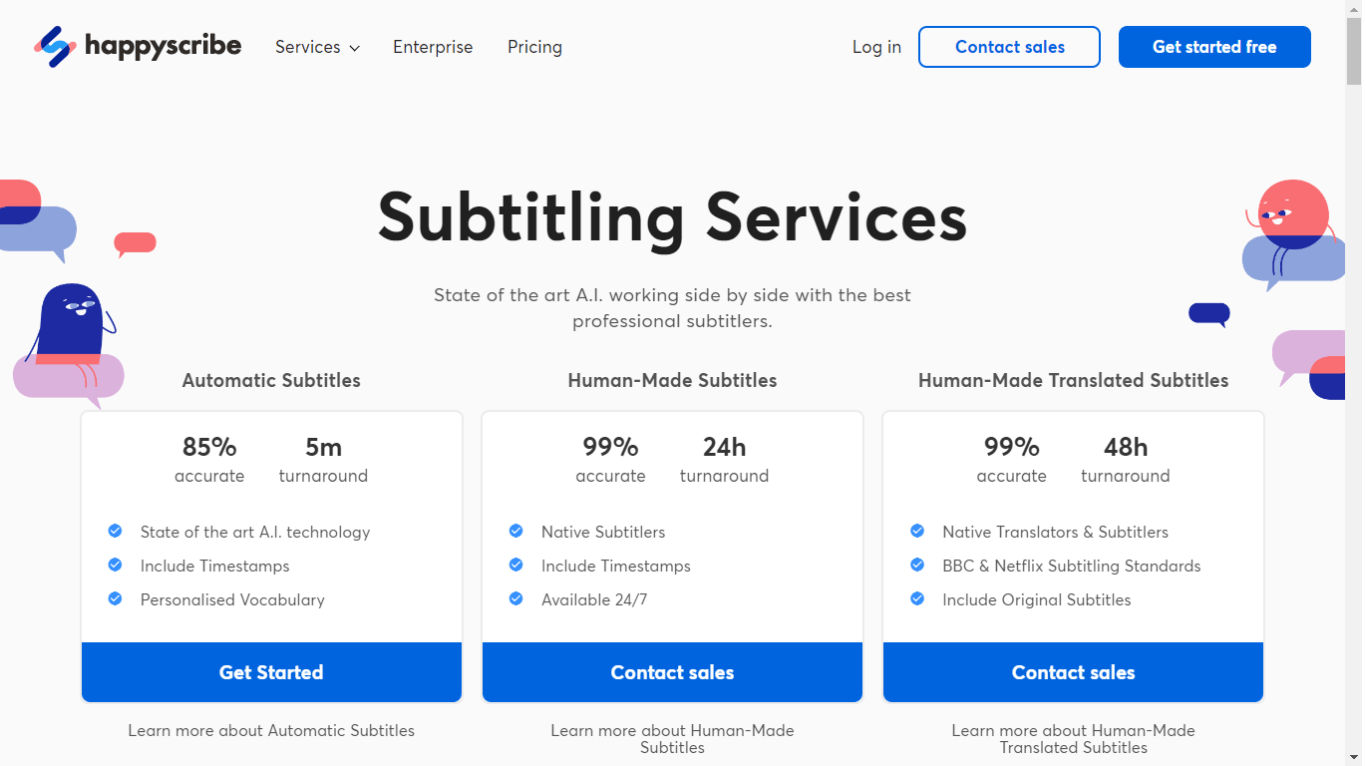 Happy Scribe subtitling services