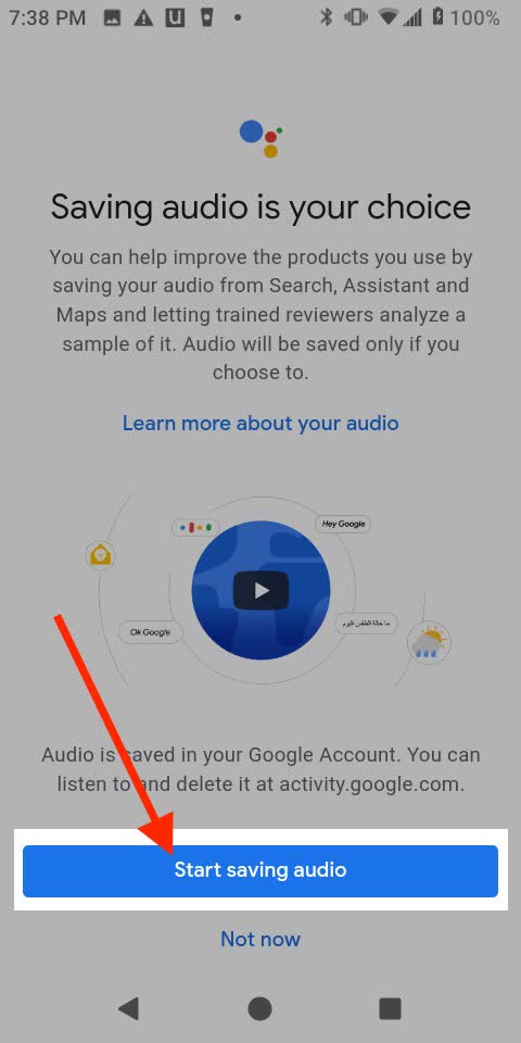 Click 'Start saving audio.'