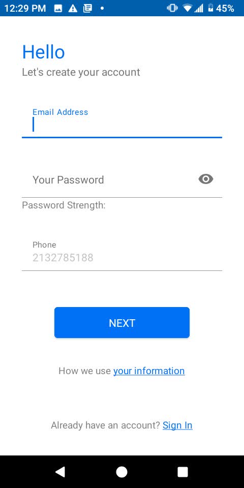 Choose your password and click ‘NEXT’