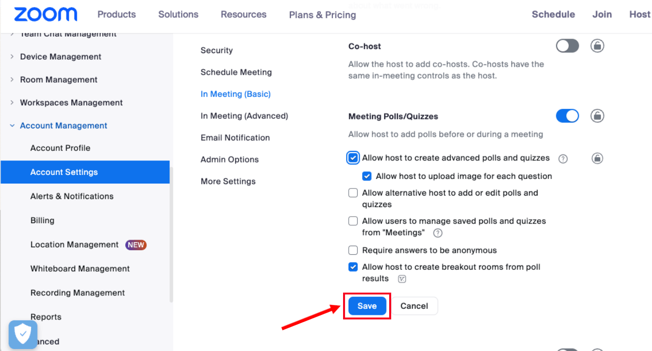 modify the settings and click save option