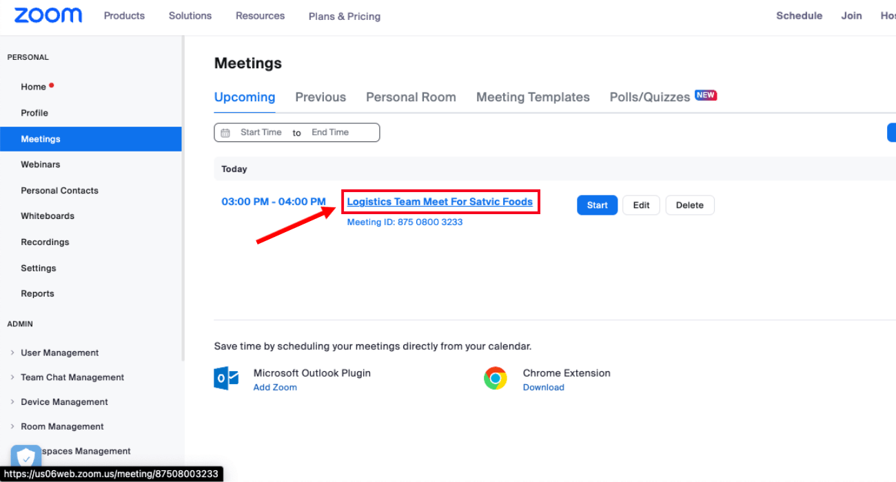 click the topic of the scheduled Zoom meeting to add polls