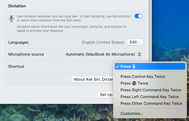 Choose among the suggested options to create to set it as your keyboard shortcut.