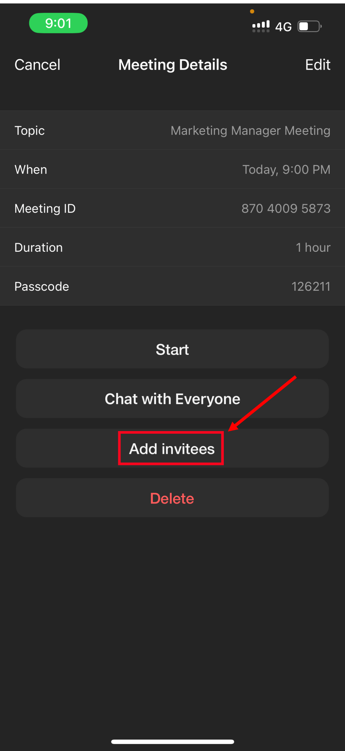 select add invites and pop up menu will appear