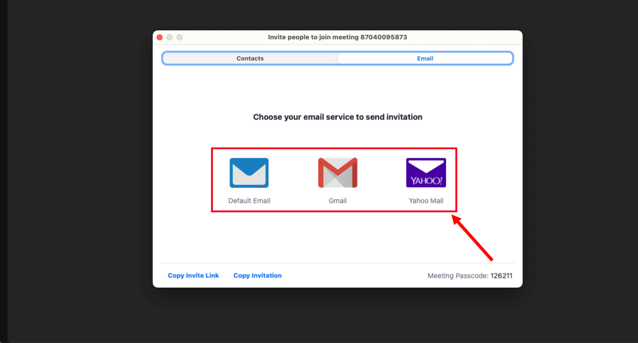 select the email and all options will appear
