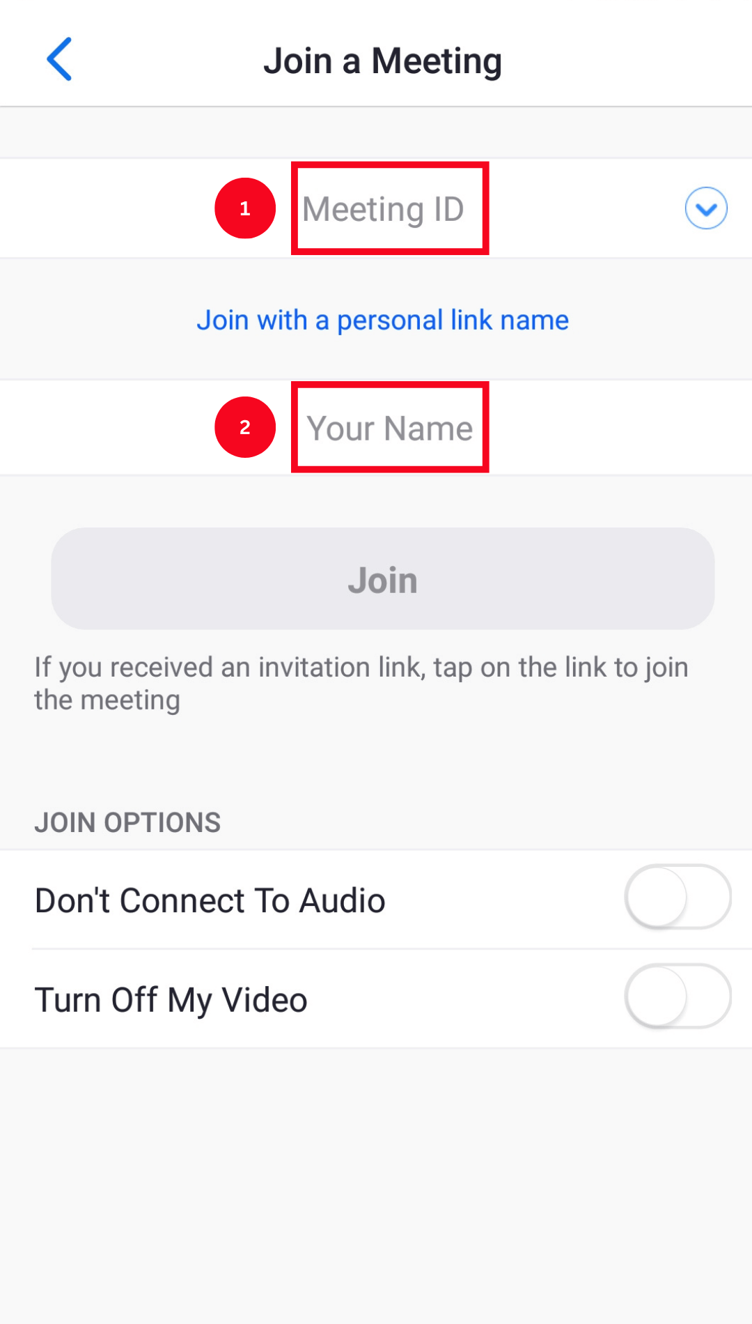 enter the meeting id and display name