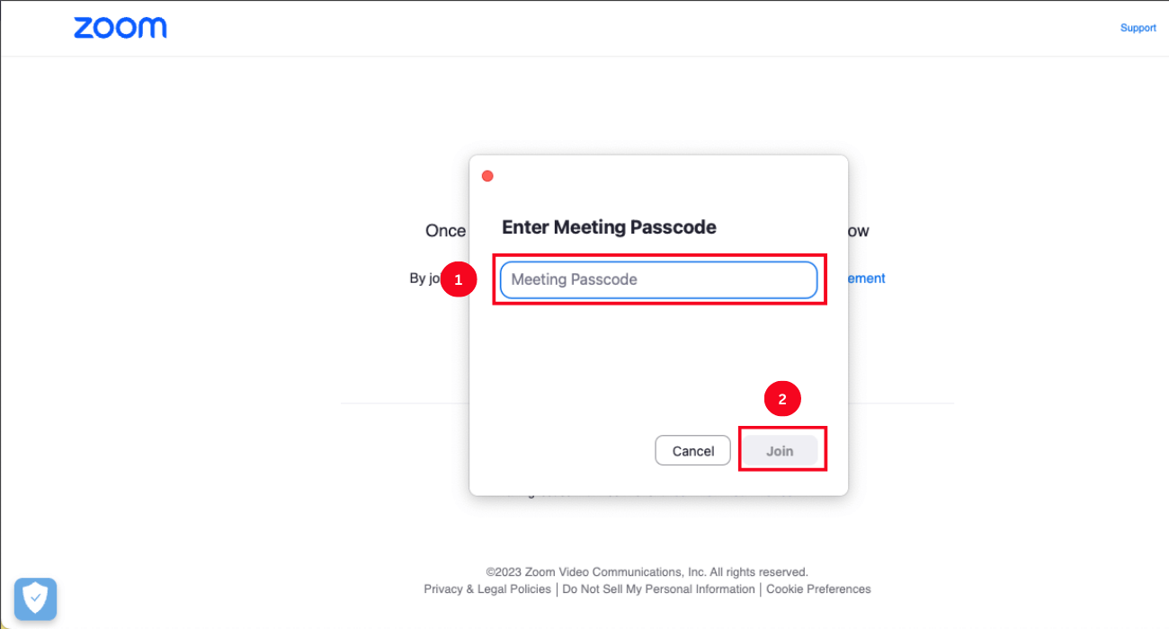 enter the meeting passcode and click join