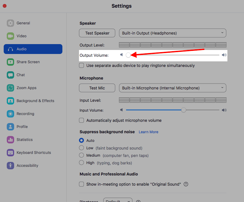 Move the Output Volume