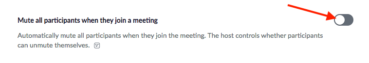 Mute all participants when they join a meeting