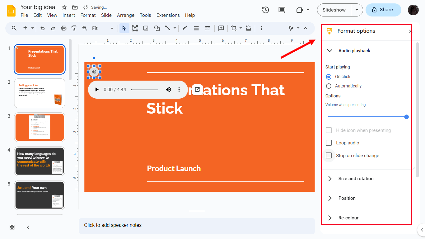 Adjust the format using different options