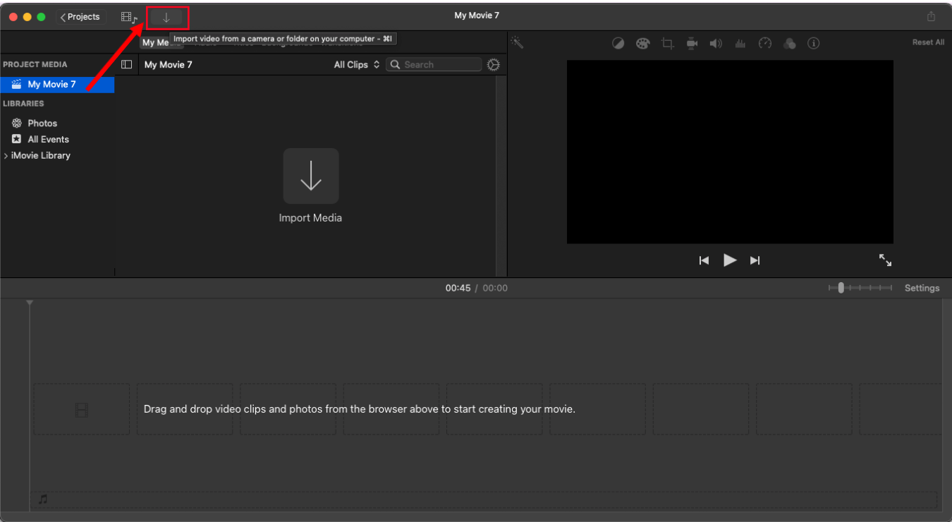 Click Import to import video from the computer