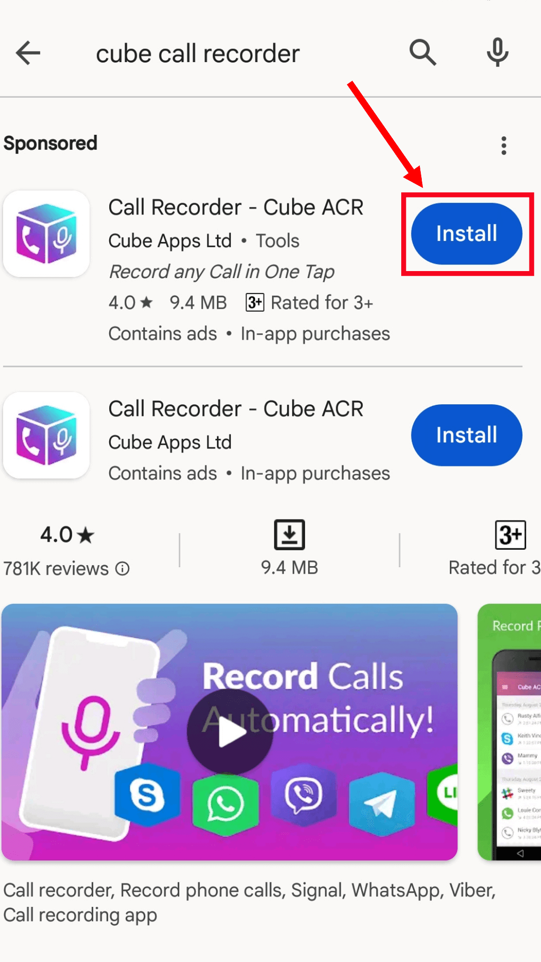 type 'Cube Call App'