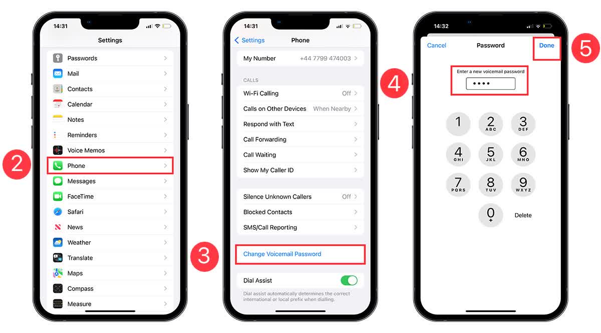 How to change the voicemail password on iPhone