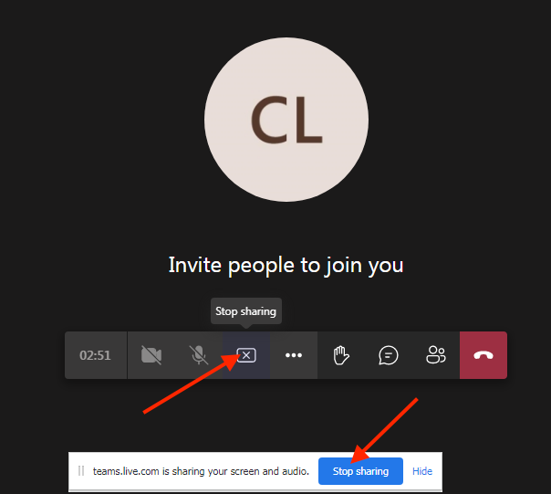 Click ‘Stop sharing’