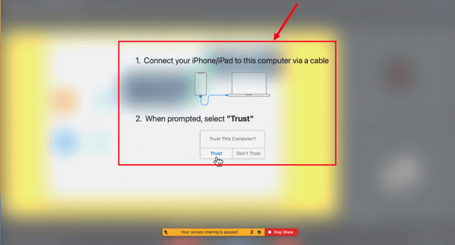 follow on screen instructions and select trust